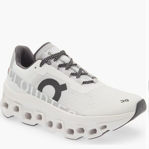 On - Cloudmonster Running Black and White Gym Shoes